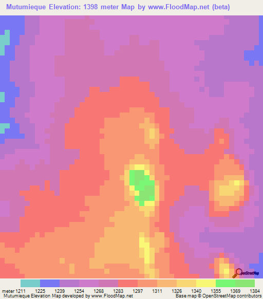 Mutumieque,Angola Elevation Map