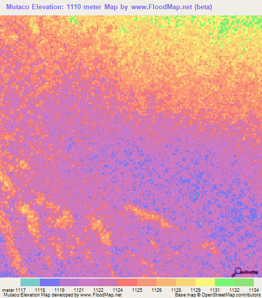 Mutaco,Angola Elevation Map