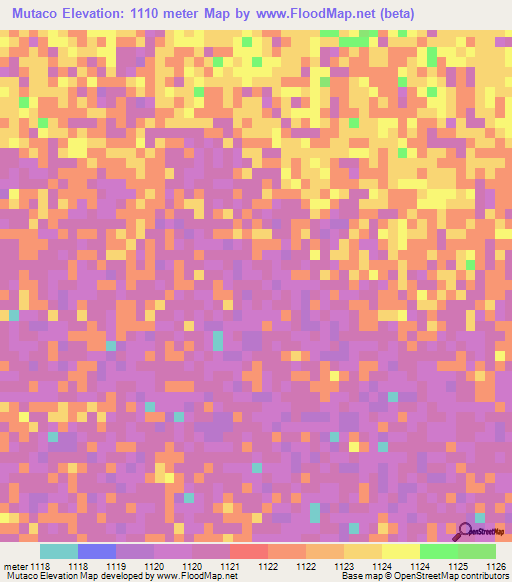 Mutaco,Angola Elevation Map