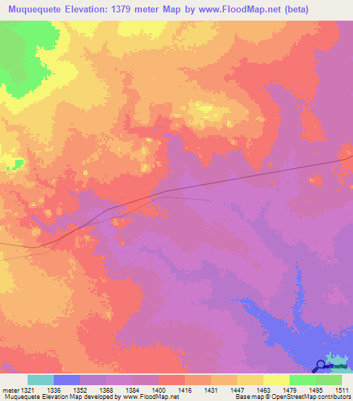 Muquequete,Angola Elevation Map