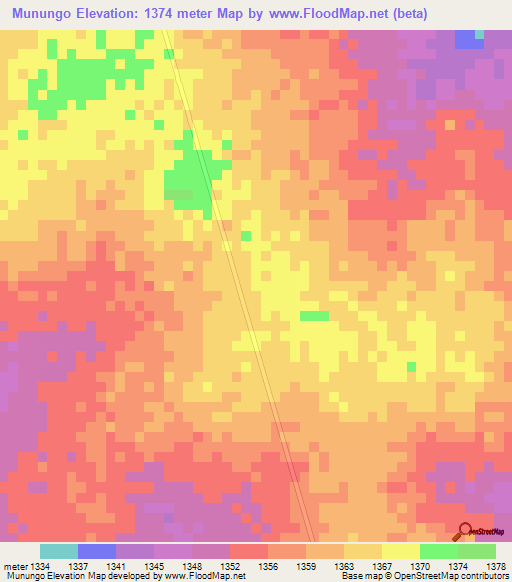 Munungo,Angola Elevation Map