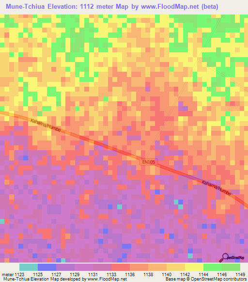 Mune-Tchiua,Angola Elevation Map