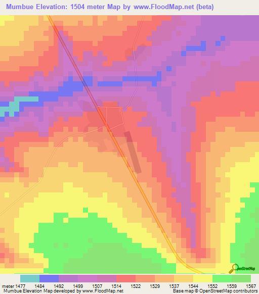 Mumbue,Angola Elevation Map