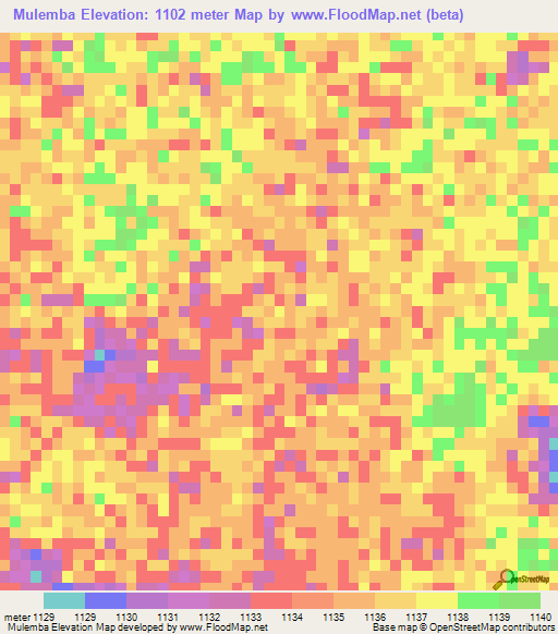 Mulemba,Angola Elevation Map