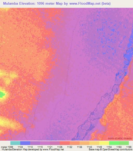 Mulamba,Angola Elevation Map