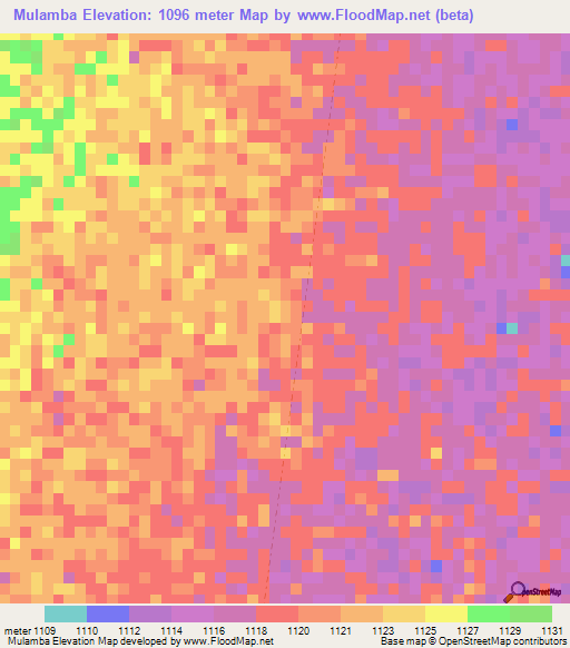 Mulamba,Angola Elevation Map