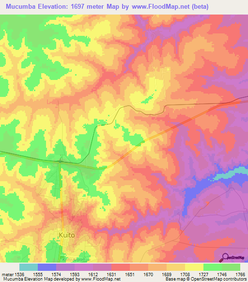 Mucumba,Angola Elevation Map