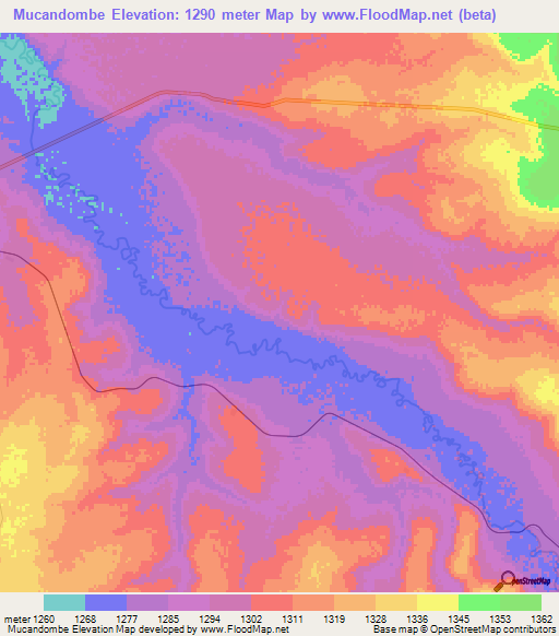 Mucandombe,Angola Elevation Map