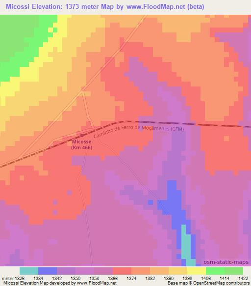 Micossi,Angola Elevation Map