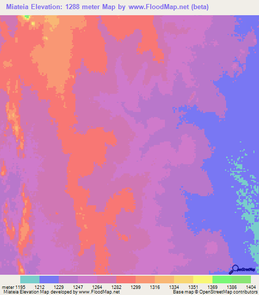 Miateia,Angola Elevation Map