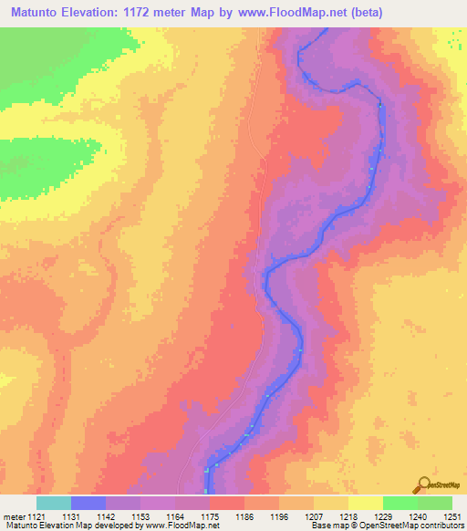 Matunto,Angola Elevation Map