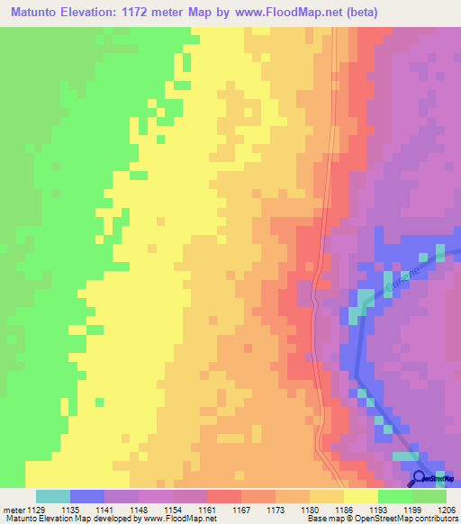 Matunto,Angola Elevation Map
