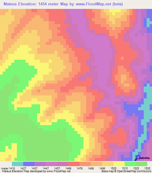 Mateus,Angola Elevation Map