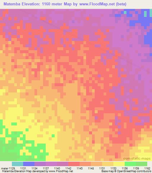 Matemba,Angola Elevation Map