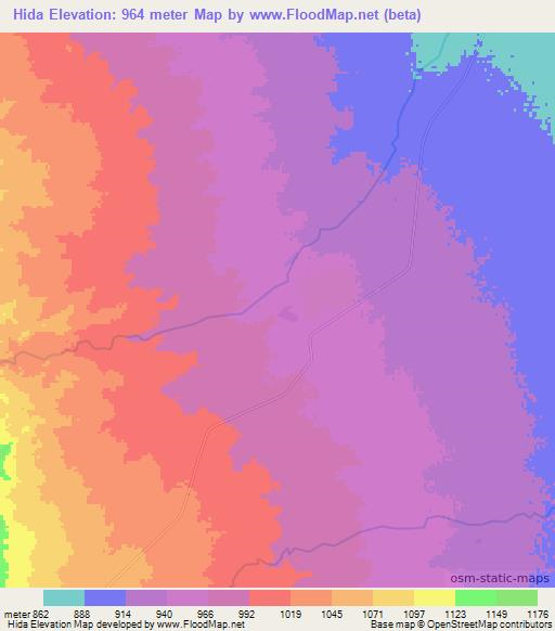 Hida,Ethiopia Elevation Map