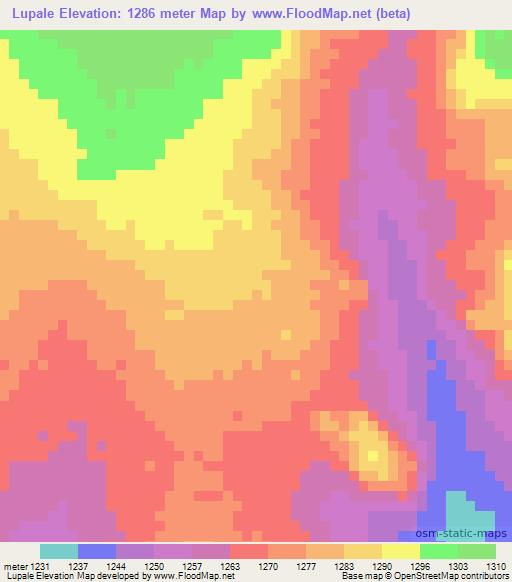 Lupale,Angola Elevation Map
