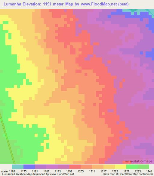 Lumanha,Angola Elevation Map