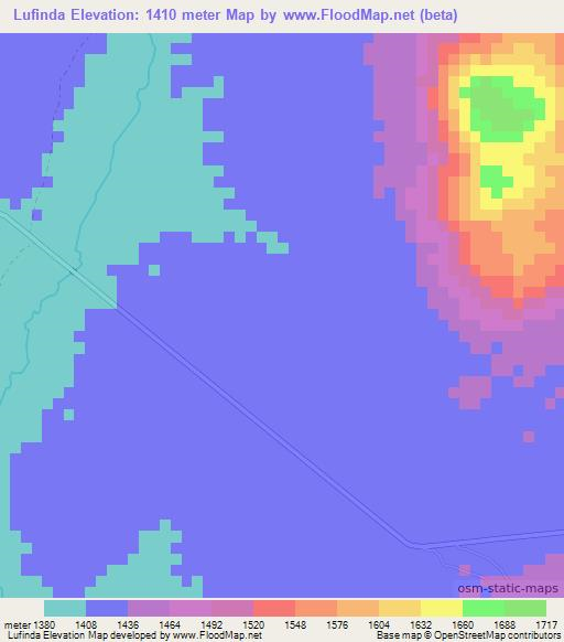 Lufinda,Angola Elevation Map