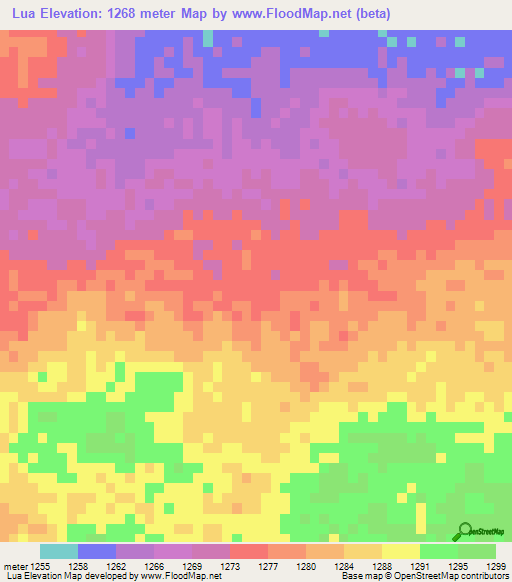 Lua,Angola Elevation Map