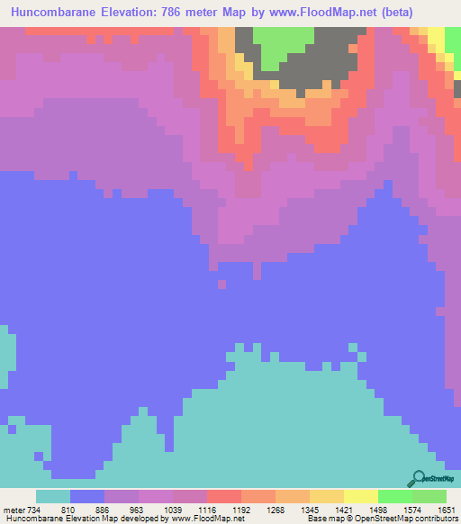 Huncombarane,Angola Elevation Map