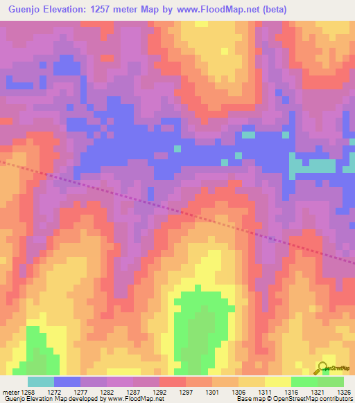 Guenjo,Angola Elevation Map