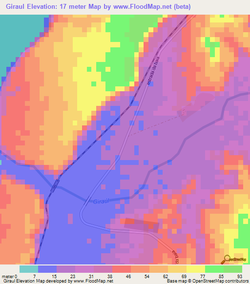 Giraul,Angola Elevation Map