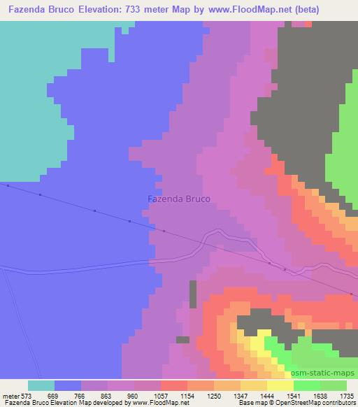 Fazenda Bruco,Angola Elevation Map