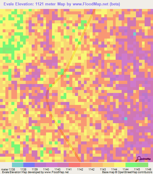 Evale,Angola Elevation Map