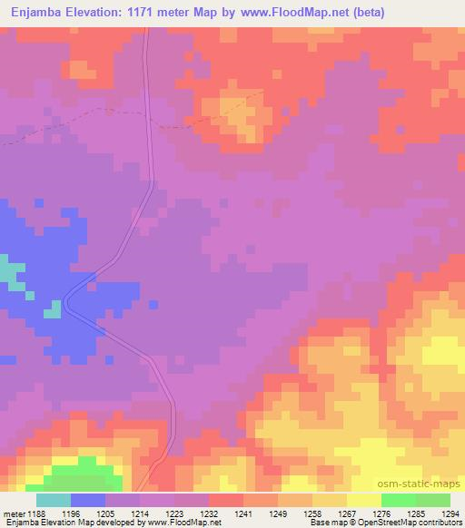 Enjamba,Angola Elevation Map