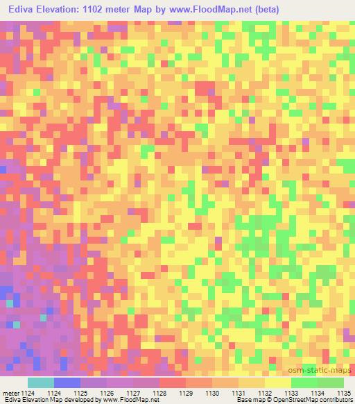 Ediva,Angola Elevation Map