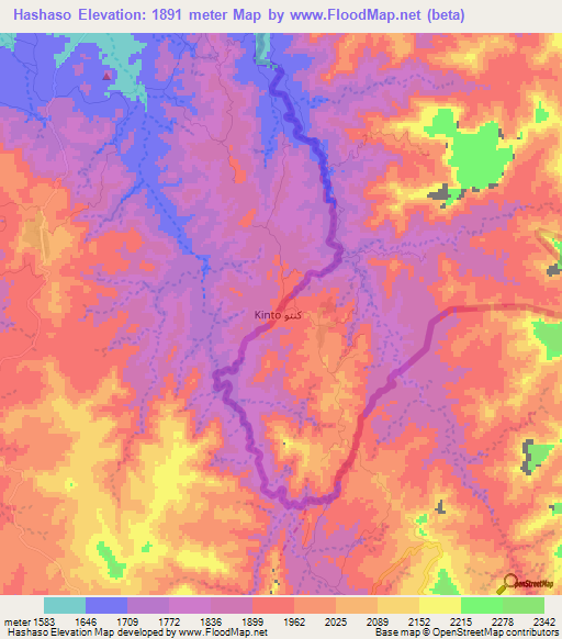 Hashaso,Eritrea Elevation Map