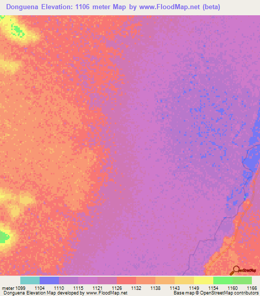 Donguena,Angola Elevation Map