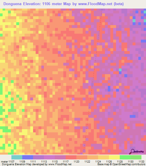 Donguena,Angola Elevation Map