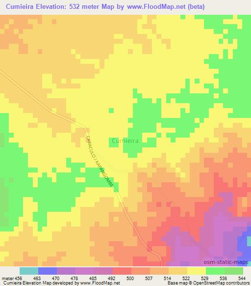Cumieira,Angola Elevation Map