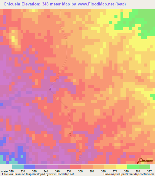 Chicueia,Angola Elevation Map