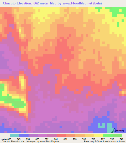 Chacuto,Angola Elevation Map