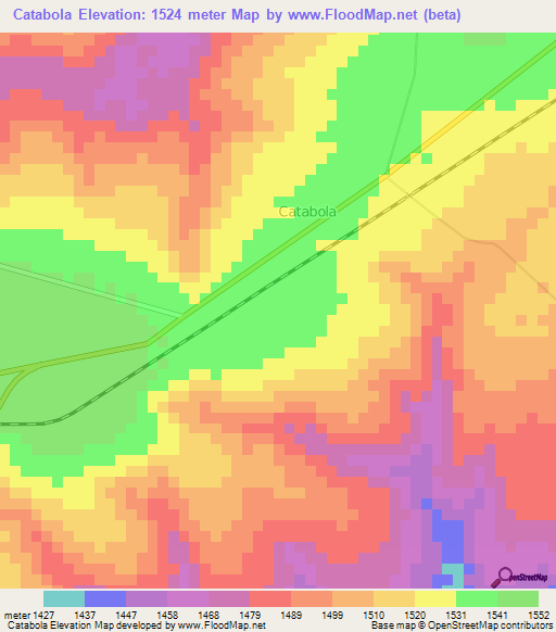 Catabola,Angola Elevation Map