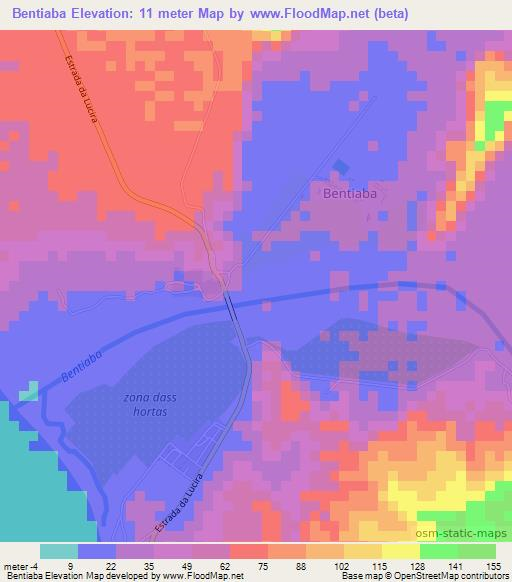Bentiaba,Angola Elevation Map