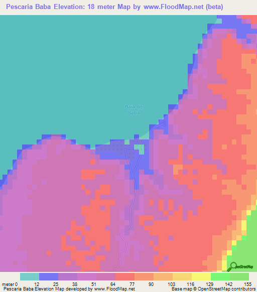 Pescaria Baba,Angola Elevation Map