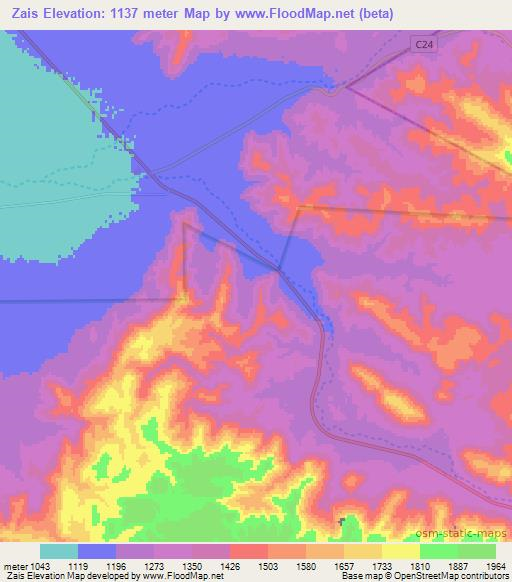 Zais,Namibia Elevation Map