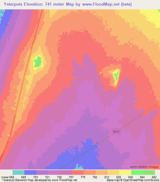 Ysterputs,Namibia Elevation Map