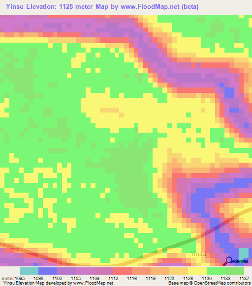 Yinsu,Namibia Elevation Map