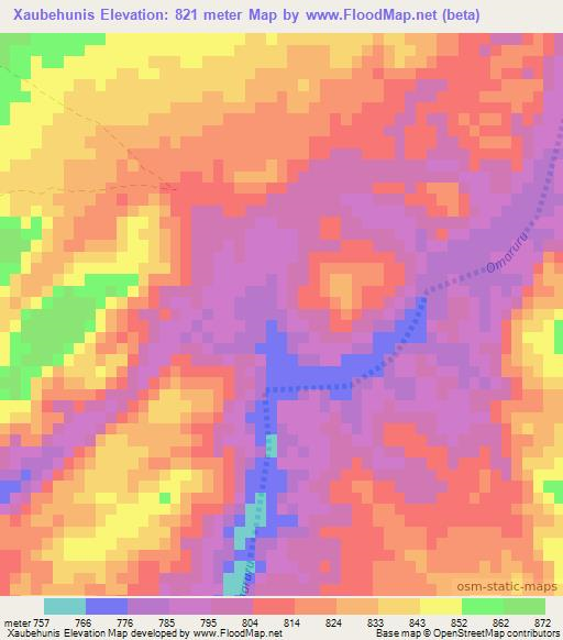 Xaubehunis,Namibia Elevation Map