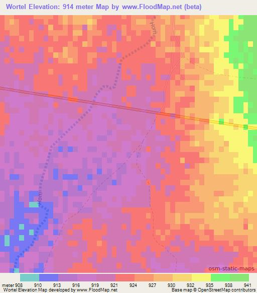 Wortel,Namibia Elevation Map
