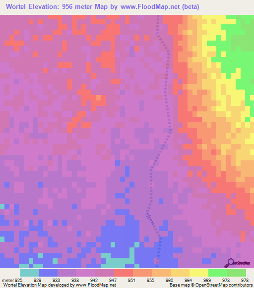 Wortel,Namibia Elevation Map