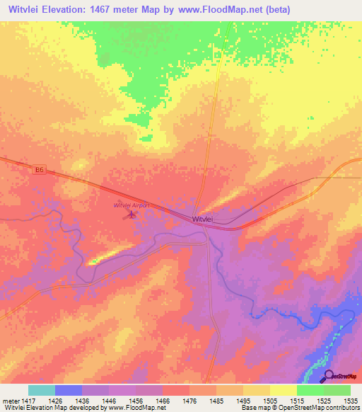Witvlei,Namibia Elevation Map