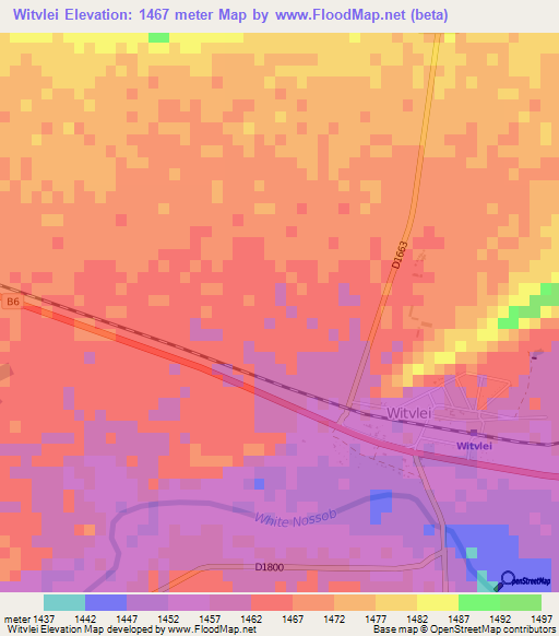 Witvlei,Namibia Elevation Map