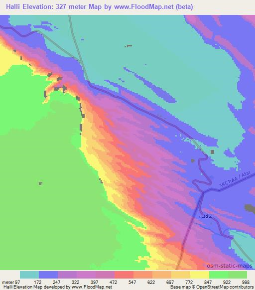 Halli,Ethiopia Elevation Map