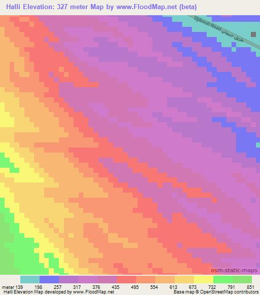 Halli,Ethiopia Elevation Map