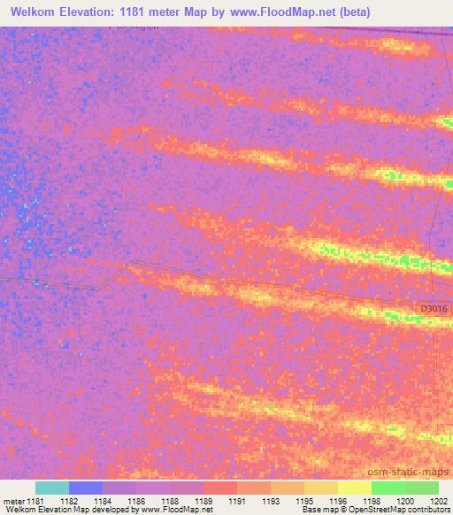 Welkom,Namibia Elevation Map